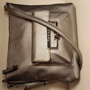 Tahari silver pebbled Crossbody Bag